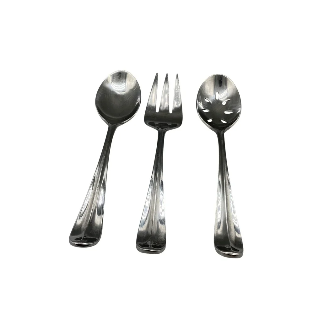 Dansk‎ ALSACE Stainless Steel 3 Piece Serving Set Slotted Spoon Meat Fork Spoon